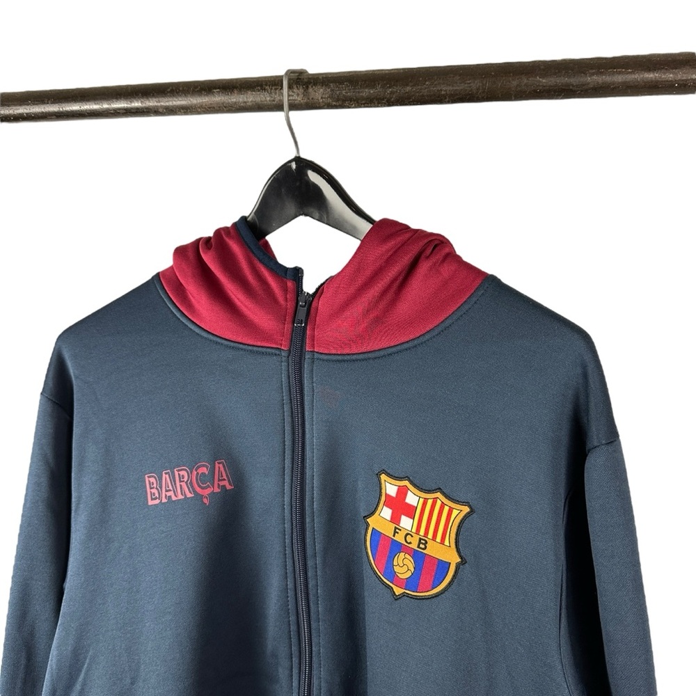 Mens Y2K Barcelona Football Club Soccer Blue Full Zip Futbol Hoodie Size M - Picture 6 of 9